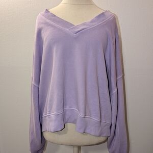 Aerie Light Purple Knit Top Sweatshirt Oversized Large